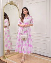 Pink Pop Viscose Rayon Polka Dress